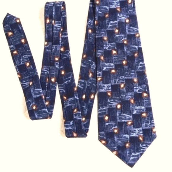 Vintage Men's 100% Italian Silk Abstract Squares Motif Tie - Picture 1 of 12